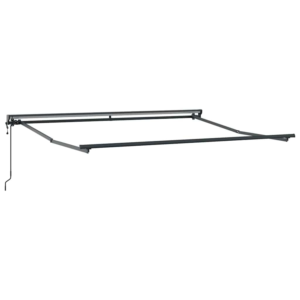Markisenrahmen verstellbar Anthrazit 350 x 250 cm für Terrasse Garten aus pulverbeschichtetem Stahl mit Kurbel