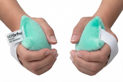 NYOrtho Hand Contracture Cushion 6" x 3" - 2-Pack Palm Grips for Stroke Recovery &amp; Orthopedic Support - Latex-Free, Odor-Control, Sweat-Resistant, Machine Washable Palm Protector with Elastic Strap