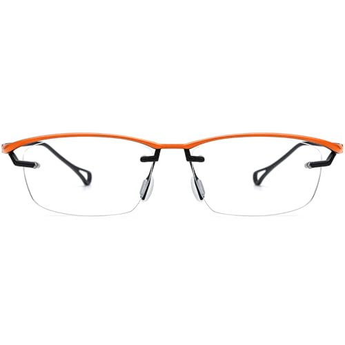 Image of FONEX Pure Titanium Glasses Frame Men Semi Rimless Square Eyeglasses Eyewear DTX416