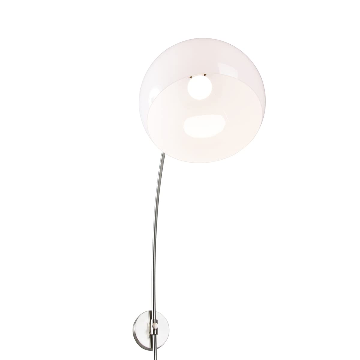 Qazqa - Modern Retro Wandbogenlampe aus Stahl I Silber I nickel matt mit weißem Schirm verstellbar I Wohnzimmer I Schlafzimmer - Stahl Länglich - LED geeignet E27