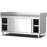 Schiebetüren Arbeitstisch, Arbeitstisch Küche Schmal Edelstahl Mit Aufkantung, Gewerblicher Arbeitstisch Zur Lebensmittelzubereitung, 500kg Gastro Tisch Ablagetisch Für Restaurant, Zuhause, Hotel(80*5