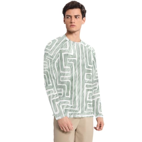 Bolaz Mens UV Protection Shirts Rash Guard Long Sleeve UPF 50+ Maze Quick Dry S3