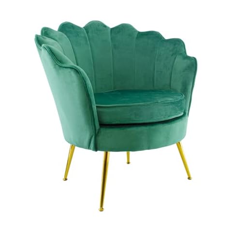 Sillón acolchado de terciopelo verde con patas de metal dorado Cover