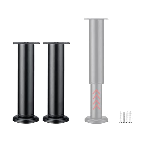XLHWJCP 2PCS Möbelfüße Verstellbar, Runde Metallmöbel Ersatz Beine, Heavy Duty Tischbein Extender, Möbelbeine für DIY Sofa Couch Stuhl Bar (72-110cm(28.34-43.3in),Black)