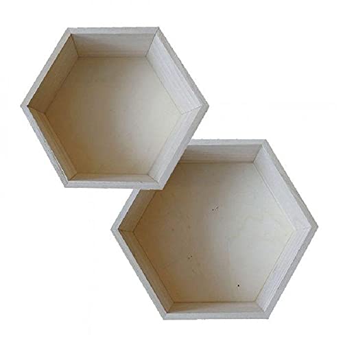 Étagères hexagonales en bois Artemio set de 2 pour décoration murale naturelle