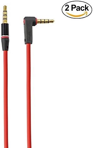 2 Pack 4-Conductor 3.5mm Audio Extension Cable Male to Male TRRS Stereo [Gold Plated Connectors] 90 Degree Right Angle