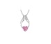 Fashion White Rhodium Plated Heart Pink Synthetic Stone Angel Wings Pendant with Free 18" Necklace Chain