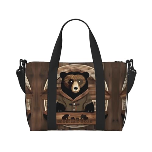 Phayah Rustic Bear Crossbody Travel Bag Overnighter Duffel Bags Carry On Size Ideal For School Or Overnight Travel Bag2