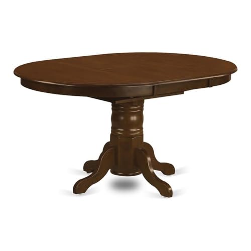 Pemberly Row Traditional Dining Table, 30"H x 42"W x 60"D, Solid Wood Construction, Espresso Finish, Round Pedestal Design, Mid-Century Style Kitchen or Dining Room Table with Self-Storing Expansion