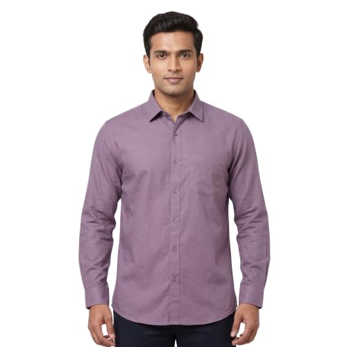 Image of Men's Regular Fit 100% Cotton Solid Casual Shirt