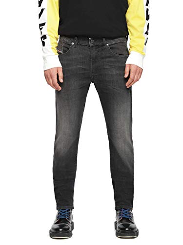 Diesel Pantalones vaqueros Thommer Slim para hombre, Negro/Gris Oscuro 0687j, 40W / 32L
