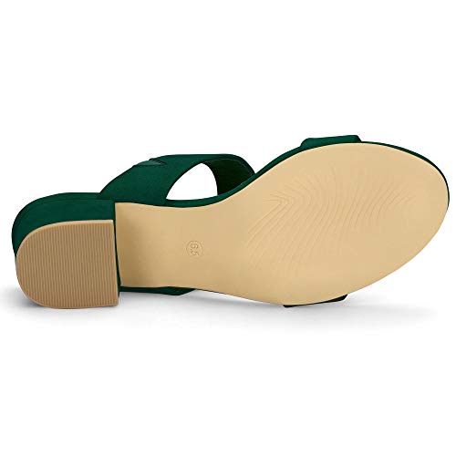 Allegra K Allegra K Women's Block Heel Dual Straps Slides Green Sandals 8.5 M US