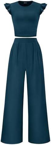 KIRUNDO Two Piece Sets For Women Dressy 2026 Summer Cap Sleeve Cu...