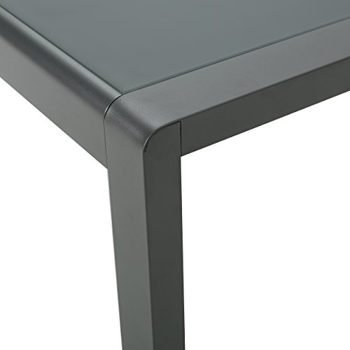 Christopher Knight Home Cape Coral Outdoor Aluminum Coffee Table With Tempered Glass Table Top, Grey #TOP4