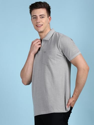 Image of Lux Cozi Men's Half Sleeve Soild Casual Regular Fit T-Shirt with Chest Pocket | Polo Tshirt for Men