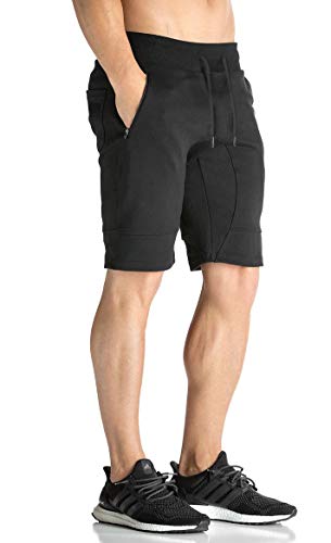 Image of Peppyzone Men's Cotton Shorts with Zipper Pocket (3XL, Black)