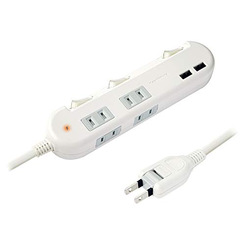 カシムラ USBポートが付いたスイッチ付き電源タップ 雷ガード AC011