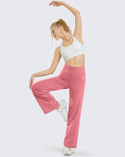 Image of Promover Wide Leg Pants Woman Yoga Pants with Pockets Stretch Loose Casual Lounge Sweatpants Petite /Regular /Tall