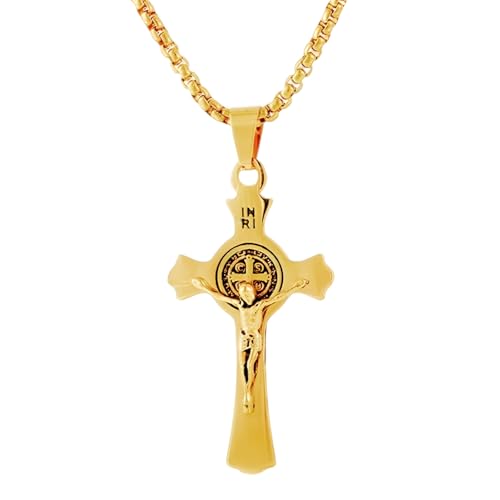 Collier Crucifix Saint Benoît en argent 925 à porter au quotidien pour homme