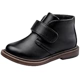 Harvest Land Boys Dress Shoes Lace-up School Shoes Kids Classic Oxford Boots Boys Loafer Flats Hook and Loop Light Comfortable for Toddler Black UK10