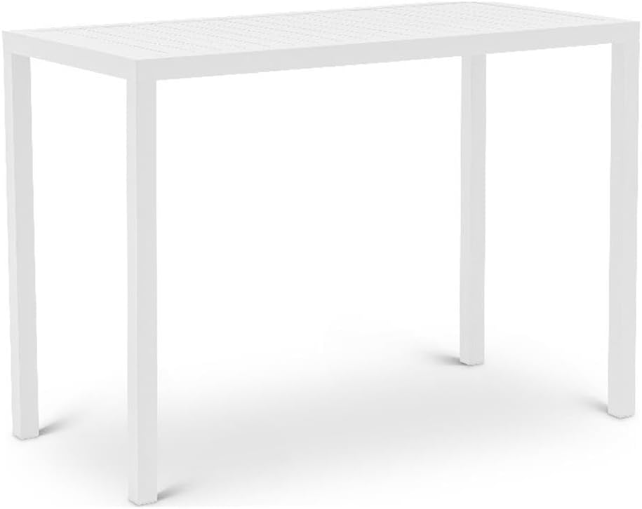 Meridian Furniture 344White-T Maldives Collection Modern | Contemporary Outdoor Patio Rectangle Bar Table, White Aluminum Frame, 55.5" W x 27.5" D x 40" H