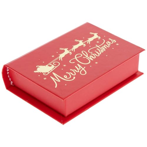 Hobby Lobby Christmas Gift Card Holder Book Box Set, Red Cardboard, 6 Pack, Gingerbread and Merry Christmas Designs, 1.05 x 4.12 x 2.83 Inches (Santa & Reindeer)