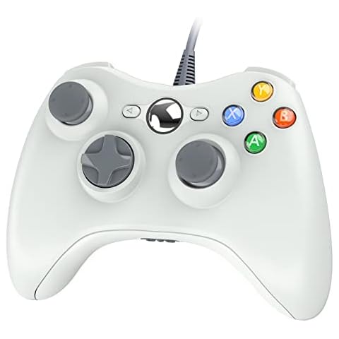 CHEREEKI Controller for Xbox 360, Wired PC Game Controller Joystick Gamepad for Xbox 360 Windows Vista/7/8/8.1/10/PC - Ergonomic Design - Dual Vibration (White) Cover