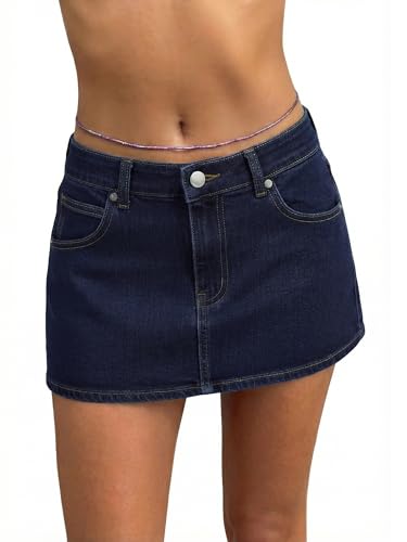 EMMIOL Women Denim Skort Skirt Stretchy Mid Waist Y2K Sexy Mini Skirts Dressy Casual Jean Skorts