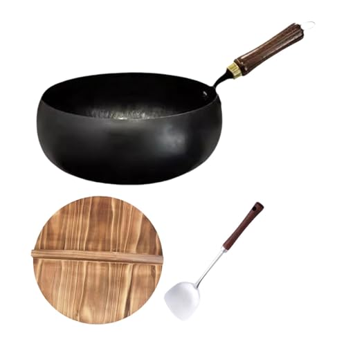 Wok con mango de madera 24 cm negro miniatura 1