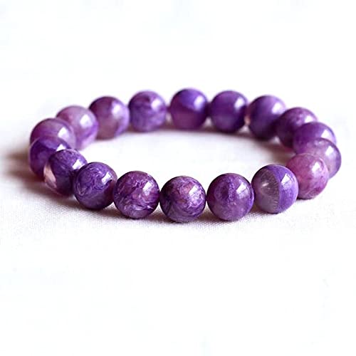 Bracelet Charoite perles rondes 11mm LKBEADS bijou extensible en pierre naturelle violette