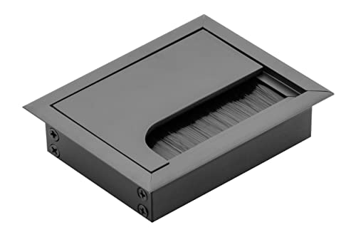 GTV - Boquilla para Cables Merida - Pasacables con Tapa de Apertura - Pasacables Rectangular Organizador de Cables para Muebles Pasacables/para la instalación en la encimera / 80 x 100 mm/Negro