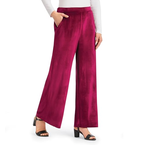Collections Etc Elegant Wide Leg Elasticized Waist Velvet Pants