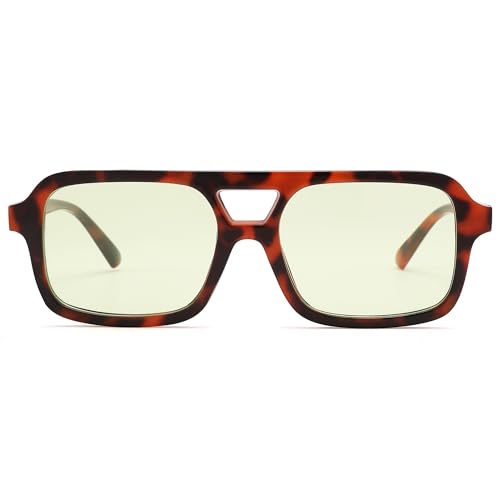 Retro 70s Avaitor Sunglasses for Women Men, Vintage Square Orange Sun Glasses - UV Protection4