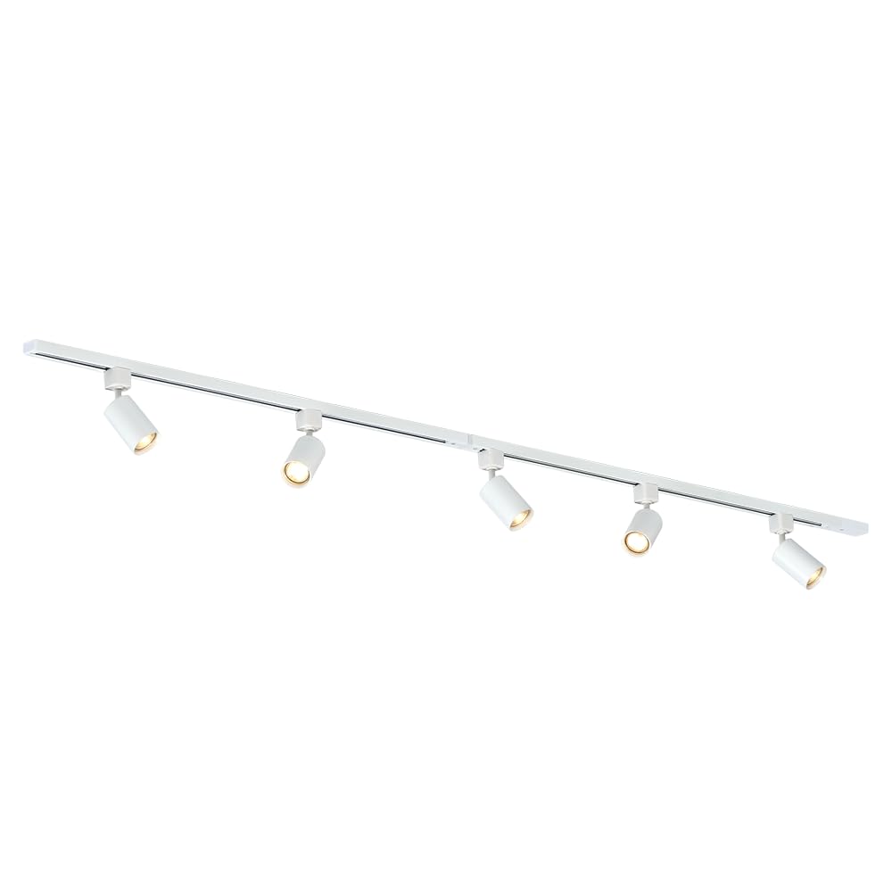 Qub White Focus Iii 1-Phase Spotlight Track Lighting - 200 Cm - 5X Gu10 Heads - 2X 1M Rails - I-Form - Ceiling Spotlight - Extendable & Flexible - Led-Compatible - Modern Design Track Lighting