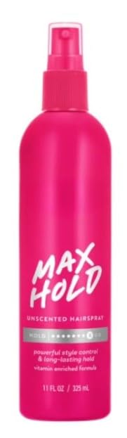 Non-Aerosol Max Hold Hairspray, Strong Hold Hair Styling Spray, Lightweight & Non-Sticky, Long-Lasting Control for All Hair Types, 11 fl oz