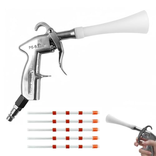 Pistola de Aire para Accesorios compresor, 6-9,2 Bares Aire Comprimido Limpieza, con 5 Piezas Mangueras, para la Limpieza Interior de Coches.