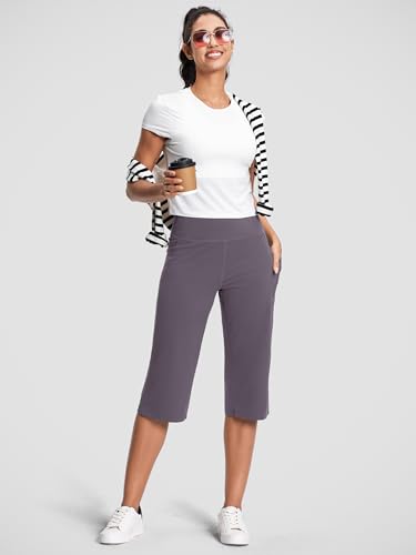 Image of ISEEGZ 15 inch / 18 inch / 21 inch / 25 inch Capri Pants for Women High Waist with Pockets Women's Capris Workout Yoga Pants Loose Straight Leg