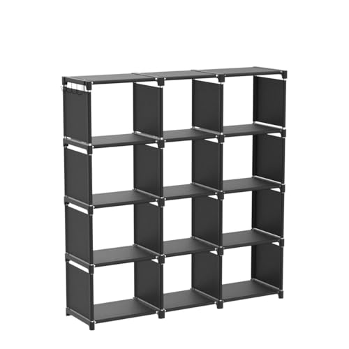 Mavivegue Book Shelf, 12 Cube Storage Organizer, DIY Bookcase, Metal Bookshelf,Tall Book case for Bedroom, Living Room,Office,Closet , Black Cubicle Rack - Image 5