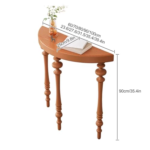 Mesa semicircular de madera de 80 cm para salón y espacios pequeños 3