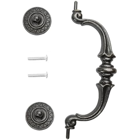 Marsrut C-C Vintage Style Bail Large Dark Antique Bronze Drawer Pull Drop Swing Dresser Handle Rustic Black Kitchen Cabinet Drop-Down Hardware Knob Bail 5.3"-5.5" Hole Center Spacing Cover