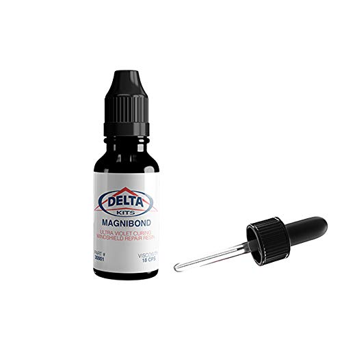 Delta-Kits Resin Windshield Rock Chip Crack Repair Low Viscosity 18cps Injection Resin, All Weather Resin -USA (15ml)
