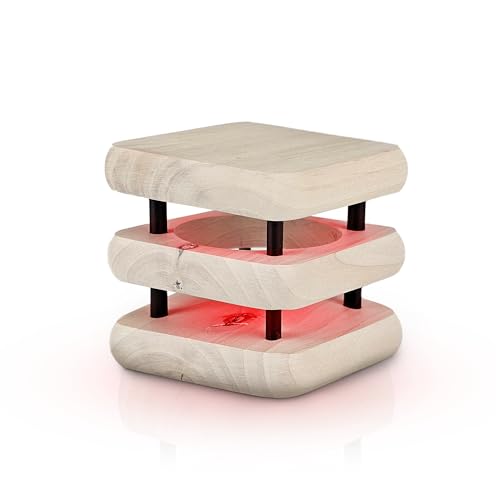 Friendship Lamp® Mini Mid-Century Knotty Alder Wood Design Handmade in USA - Wi-Fi Touch Lamp Light for Long-Distance, Connection, Relationship, Gift, Over 200 Colors, App Setup Customized