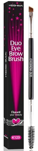 KESHIMA Eyebrow Brush Duo – Premium Angled Eye Brow Brush & Spoolie – Precision Eye Makeup Tool for Applying & Blending Powder, Gel & Liquids