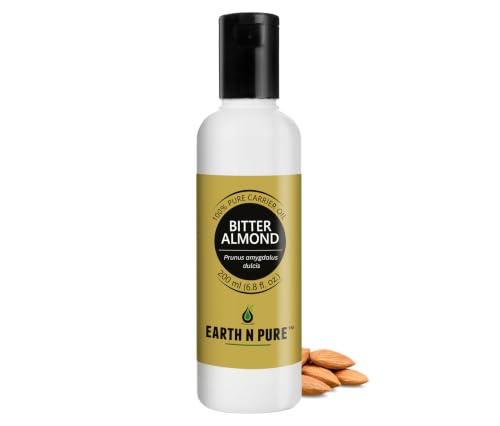 Image of Earth N Pure Bitter Almond Oil for Skin Care, Hair Care & Massage | for DIY, Aromatherapy & Beauty Use | Premium Quality, Cold Pressed, Multi-Purpose Oil 200ml