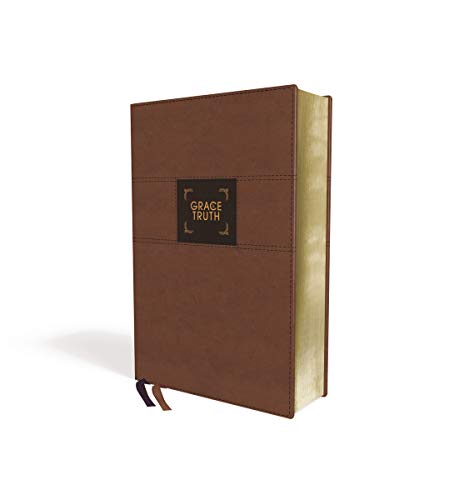 Niv, the Grace and Truth Study Bible (Trustworthy and Practical Insights), Leathersoft, Brown, Red L