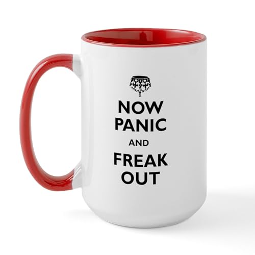 Taza de cerámica grande 15 oz blanca y roja miniatura 1