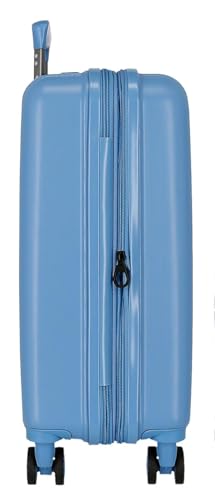 Maleta de cabina Movom Wood Denim de 55 cm rígida con cierre TSA y cuatro ruedas dobles 4
