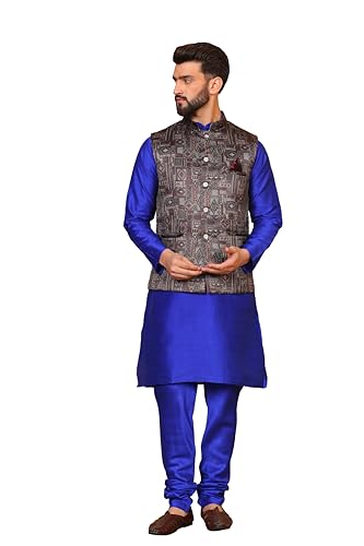 Image of Kurta With Churidar & Multicolor Nehru jacket Set