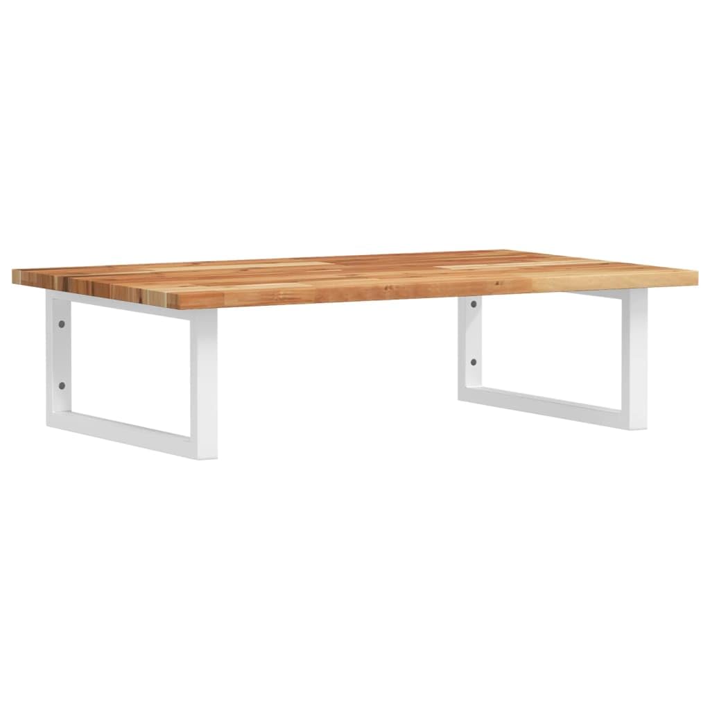 Tapa de lavabo con soporte de 80 x 50 cm, estantería para lavabo de pared de madera maciza de acacia y acero, estante de pared para lavabo superior, estante de baño con toallero, blanco