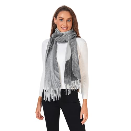 Women's Cashmere Feel Scarf-Elephant Drawing, Single-sided Print Pashminas Shawl Wrap Large Size with Tassels3